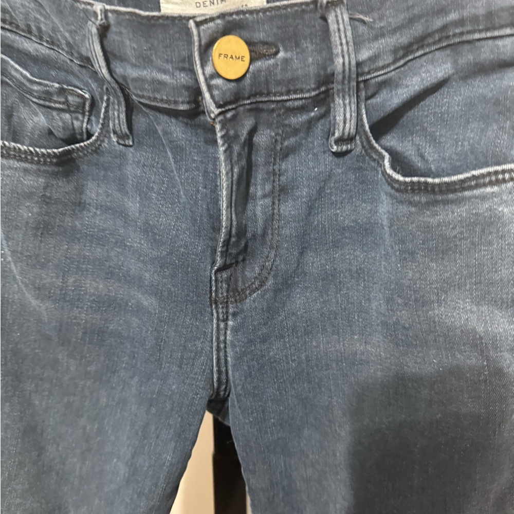 Frame Denim Le Skinny de Jeanne Dark Blue Jeans - Picture 2 of 6